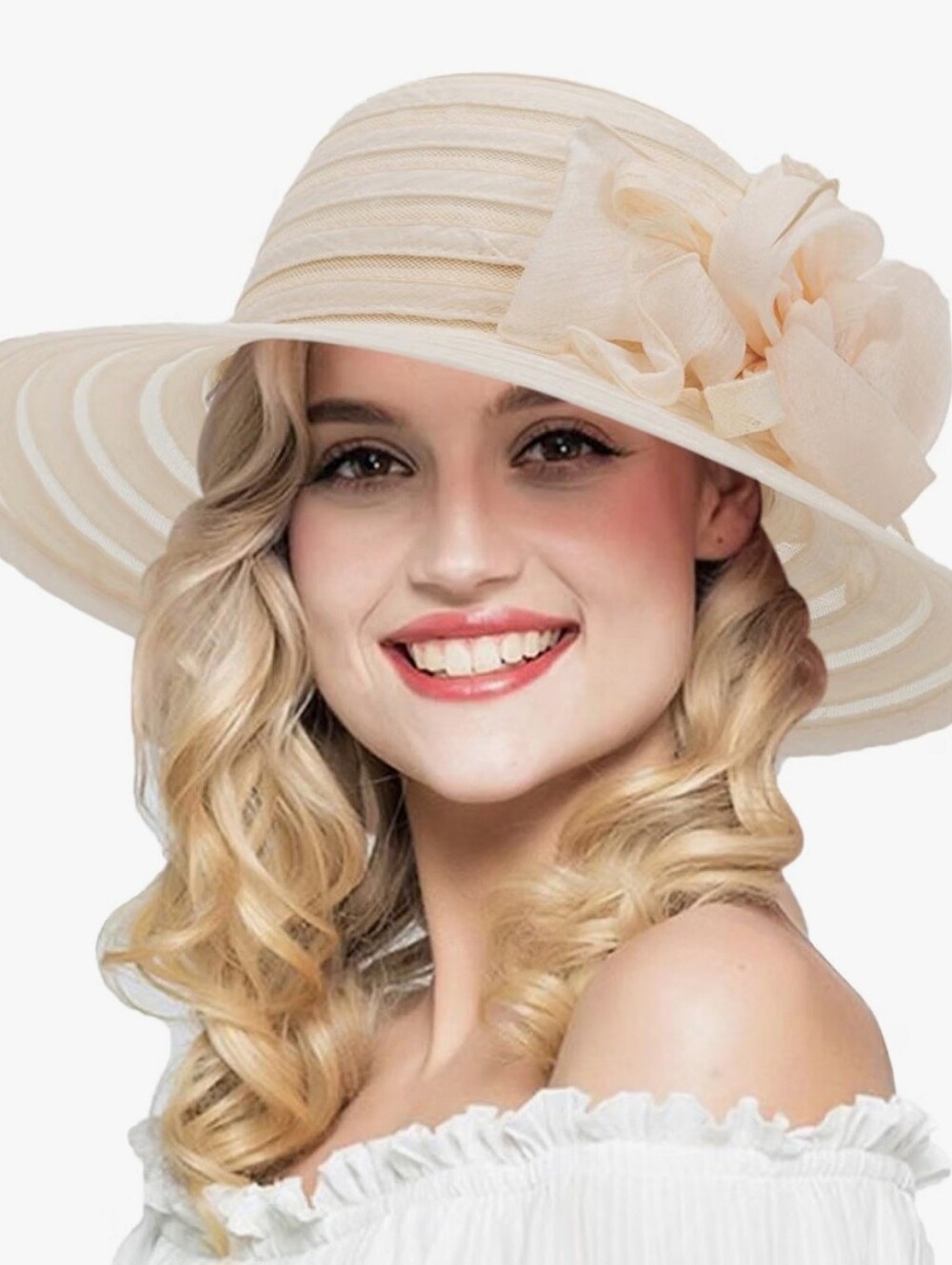 Eohak Women’s  Organza Church Hat- Derby Fascinator Hat, with Floral Accent